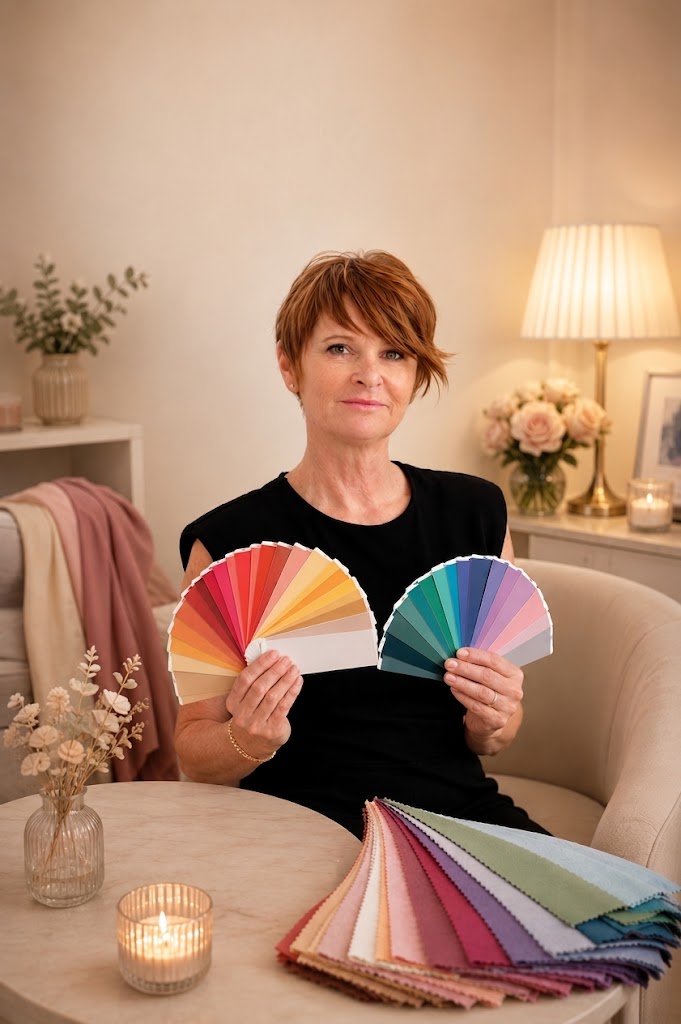 Véronique Fayet, conseillère en image à Bordeaux, présente des nuanciers de couleurs